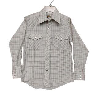 Vintage Streets of Laredo Western Shirt Size 8 White with Colorful Plaid Lines